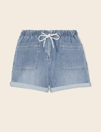 Short relax en jean denim double stone femme