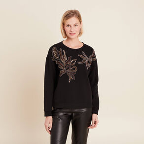 sweat manches longues sequins noir femme Sweat manches longues sequins noir femme