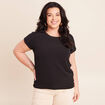 T-shirt bi-mati&egrave;re manches courtes noir femme