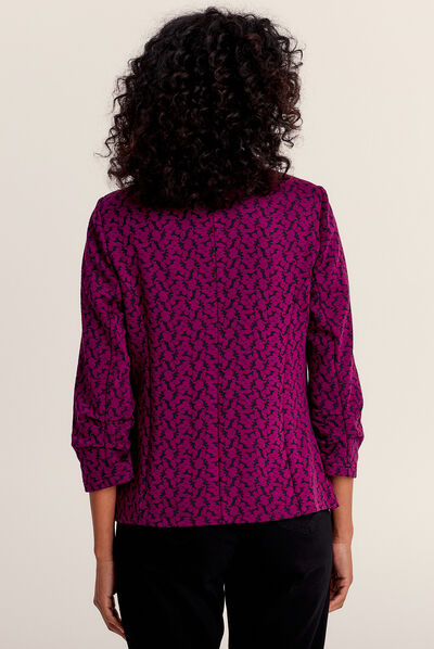 Veste ajustée col châle rose fushia femme