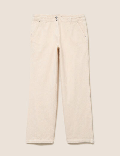 Pantalon coupe droite taille standard ivoire femme