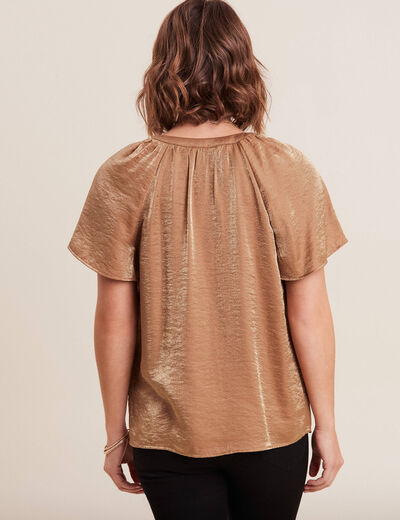 Blouse manches courtes marron clair femme