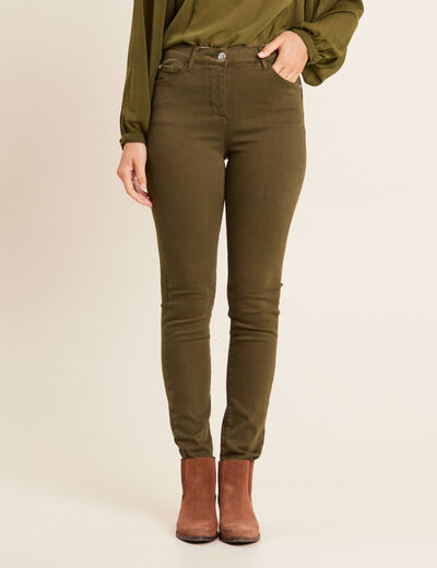 Jean magique L'Unique coupe ajust&eacute;e vert kaki femme