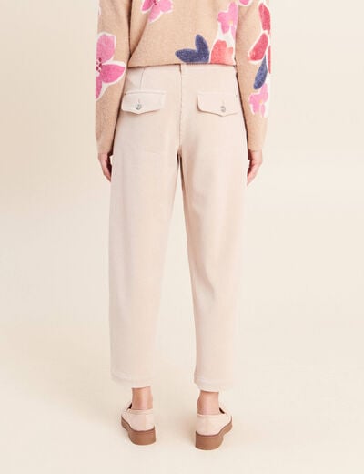 Pantalon boyfriend 7/8&egrave;me velours sable femme