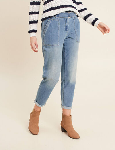 Jean paperbag 7/8ème denim double stone femme