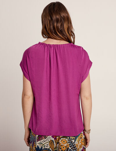 Blouse manches courtes violet femme