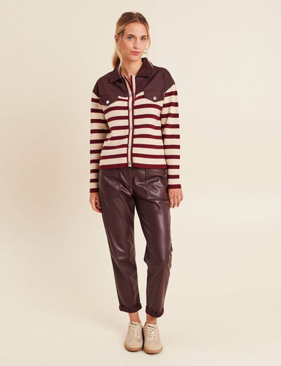 Gilet manches longues bordeaux femme