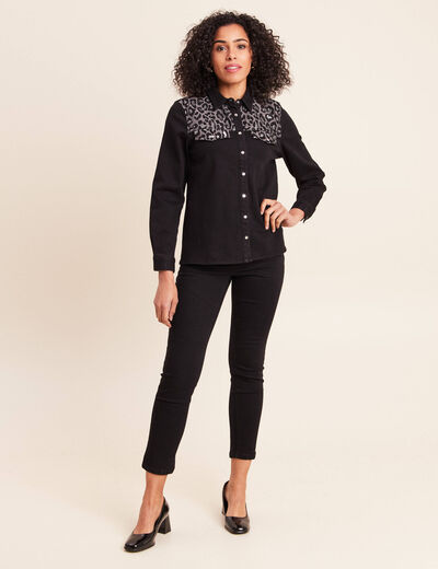 Chemise en jean manches longues noir femme
