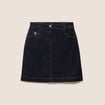Jupe courte trap&egrave;ze en jean denim brut femme