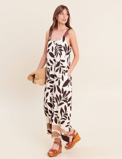 Robe longue &eacute;vas&eacute;e col rond &agrave; bretelles noir femme