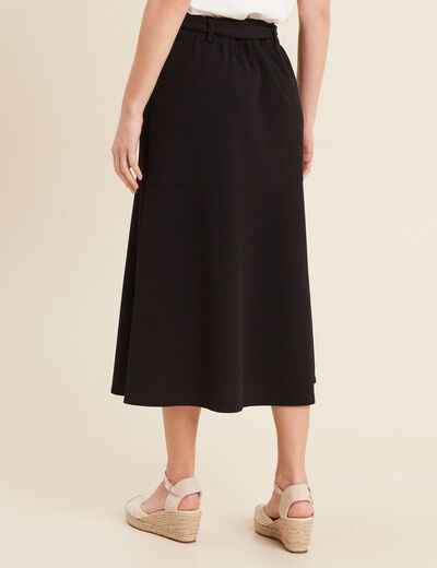 Jupe longue droite ceinture noir femme