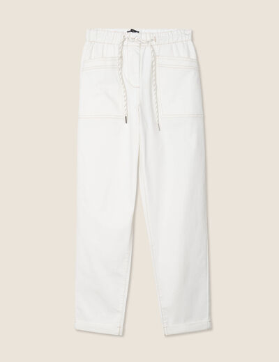 Pantalon coupe mom 7/8&egrave;me blanc femme