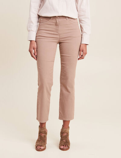 Pantalon droit taille haute 7/8ème taupe femme