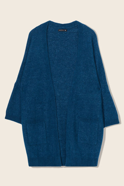 Gilet manches 3/4 bleu pétrole femme