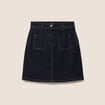 Jupe courte trap&egrave;ze en jean denim brut femme
