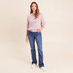 Pull droit long col v manches longues rose fushia femme