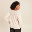 Pull col rond manches longues creme femme
