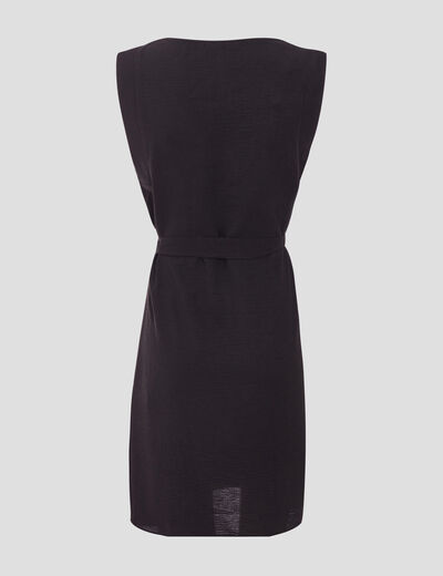 Robe droite ceinturée noir femme