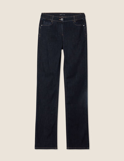 Jean droit taille basculée denim brut femme