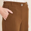 Pantalon large pinces marron femme