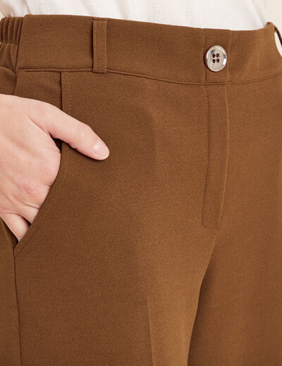 Pantalon large pinces marron femme