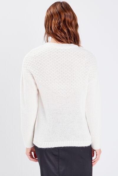 Pull manches longues ecru femme