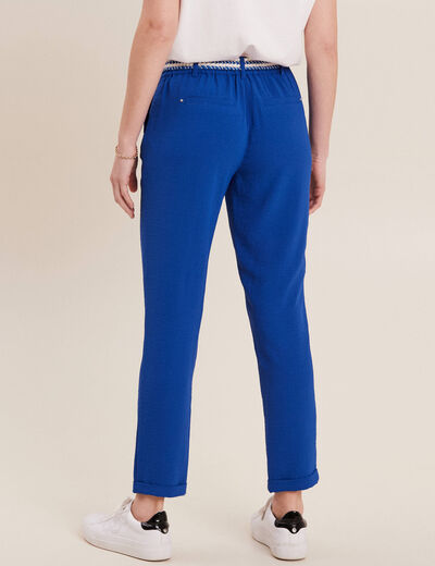 Pantalon chino à ceinture bleu electrique femme