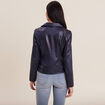 Veste esprit motard zippée bleu foncé femme