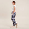 Pantalon carotte fluide 7/8ème bleu femme