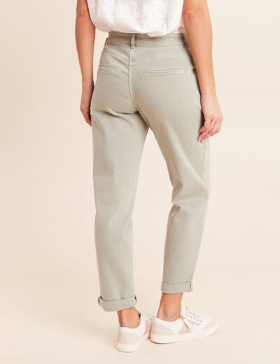 Jean coupe mom 7/8&egrave;me vert clair femme