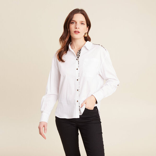 Chemise manches longues ecru femme