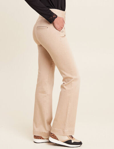 Jean bootcut taille haute sable femme