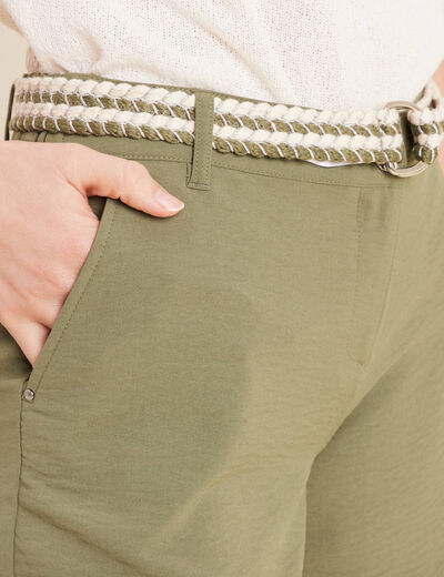 Short fluide taille basse vert kaki femme