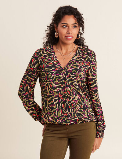 Blouse manches longues vert kaki femme