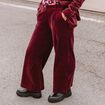 Pantalon large velours bordeaux femme