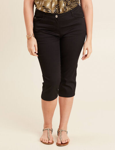 Pantacourt droit taille standard noir femme