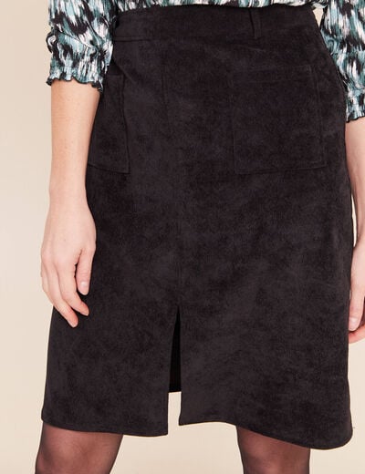 Jupe en velours longueur genoux noir femme