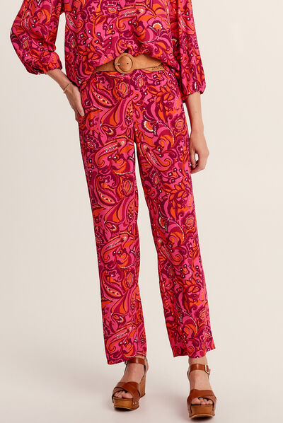 Pantalon large fluide rose femme