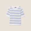 Pull col rond manches courtes bleu femme