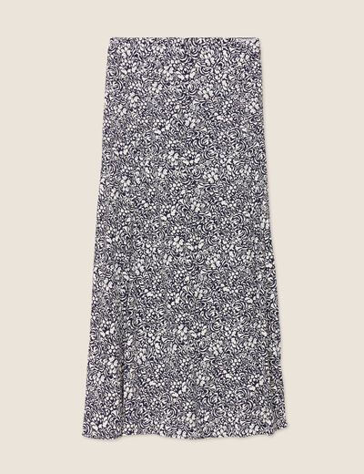 Jupe longue évasée bleu femme
