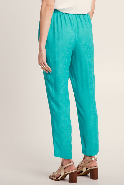 Pantalon flou fluide vert femme