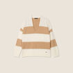 Pull manches longues col en V sable femme