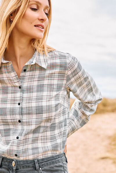 Chemise manches longues blanc femme