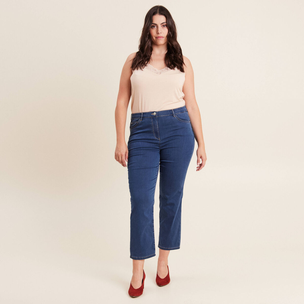 Débardeur thermo-douceur bretelles fines beige femme