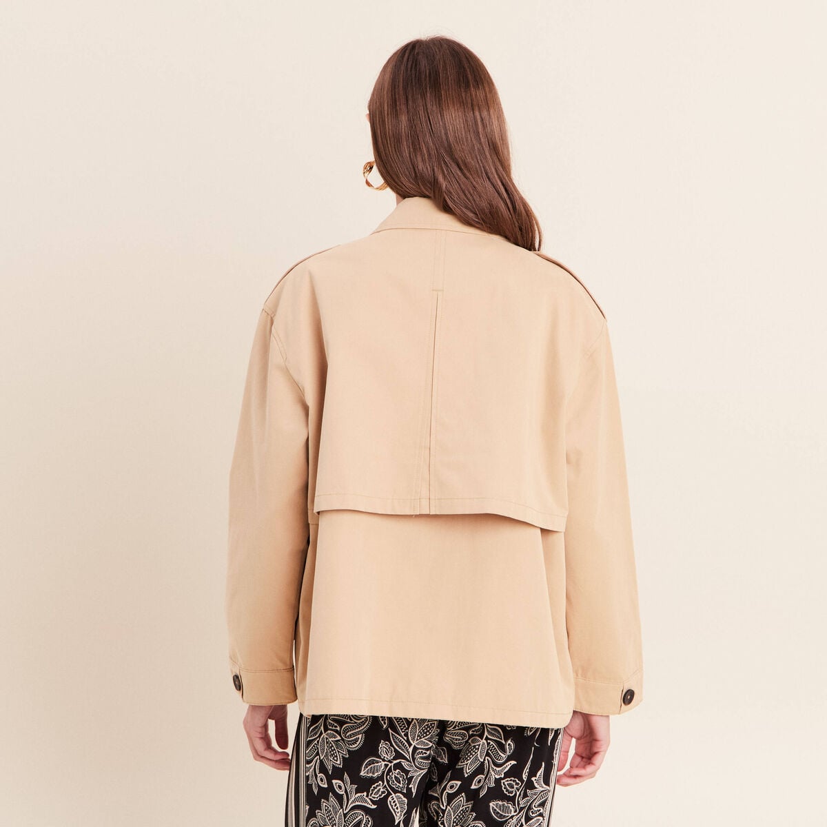 Trench col montant doubl&eacute; beige femme