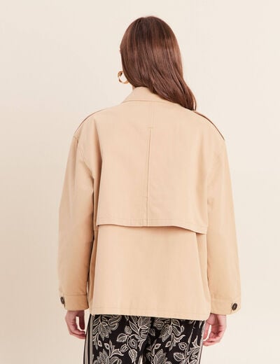 Trench col montant doubl&eacute; beige femme