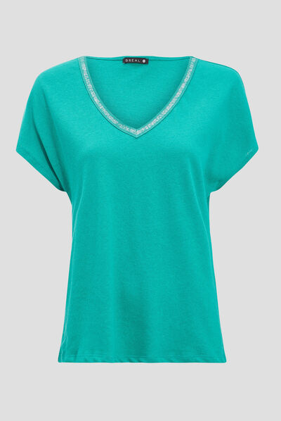 T-shirt manches courtes vert femme