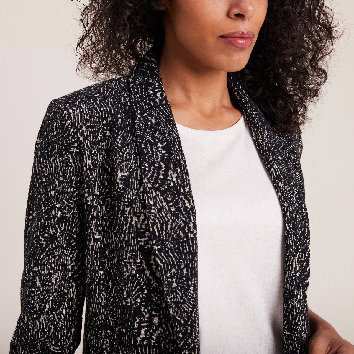 Veste tailleur manches 3/4 noir femme