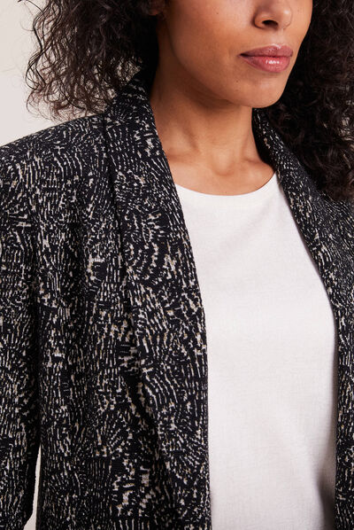 Veste tailleur manches 3/4 noir femme