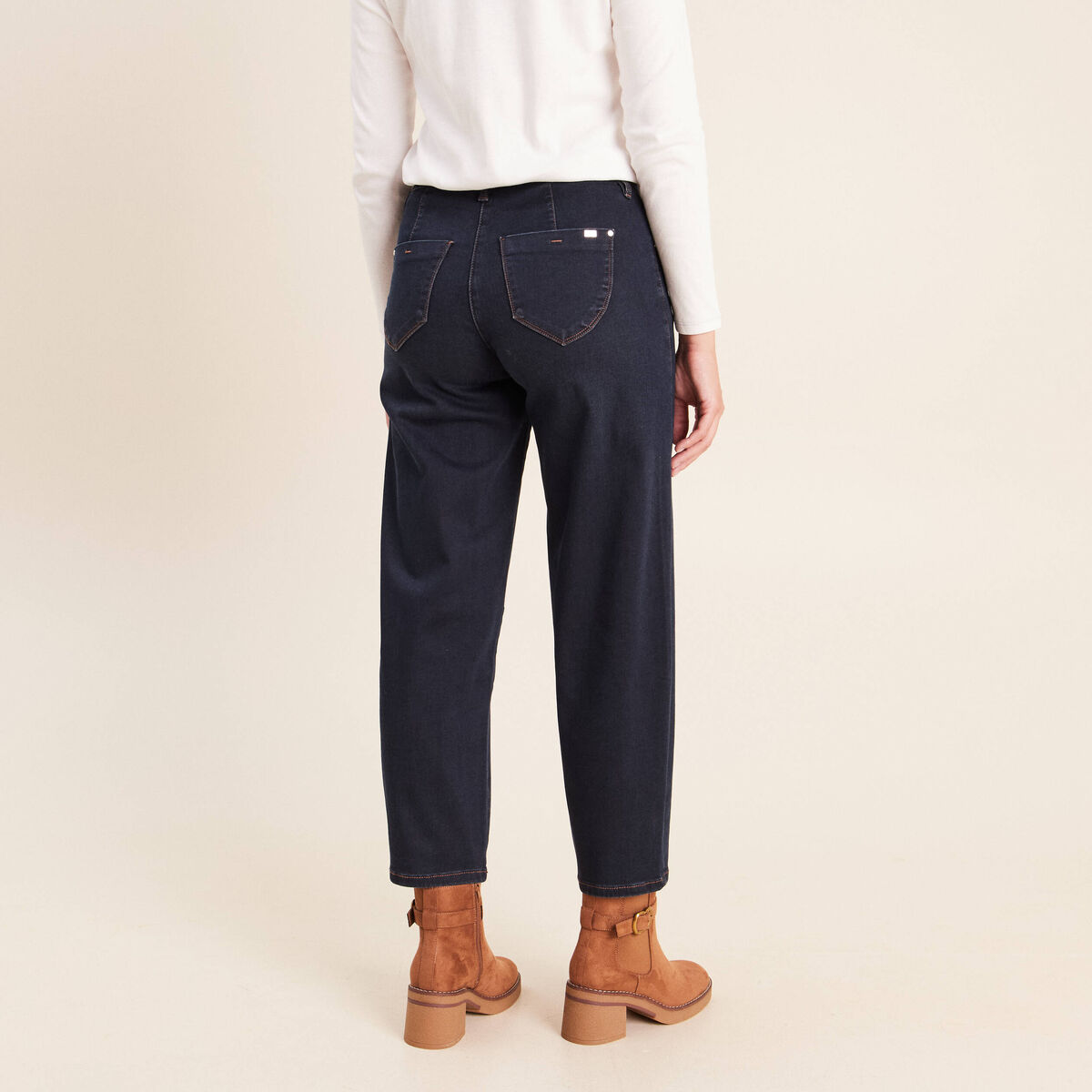 Pantalon magique coupe barrel l'Unique denim blue black femme